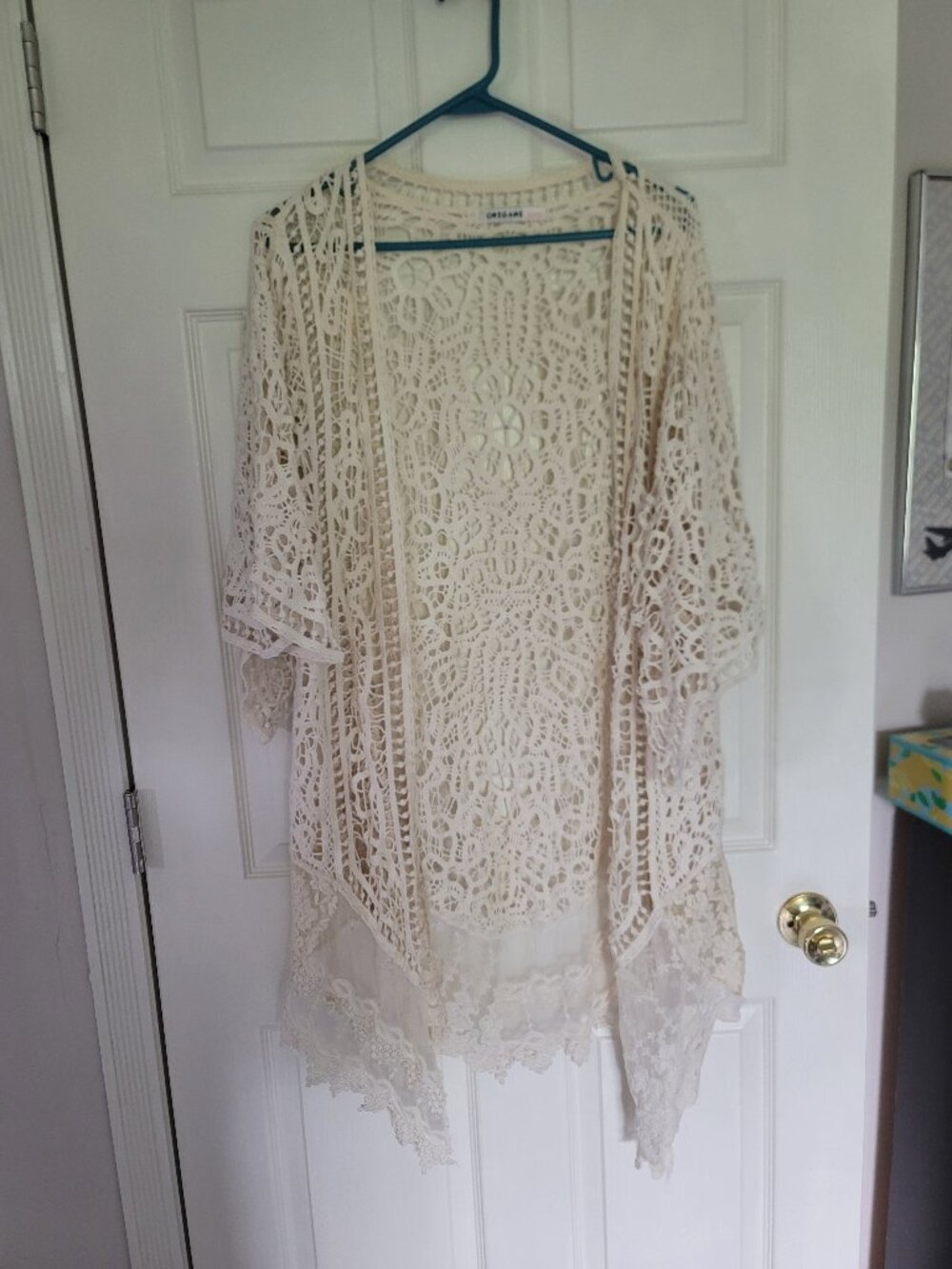 Womens Origami lace sweater - no size tag - has spot on back right shoulder